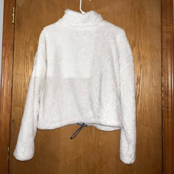 U.S. Polo Assn Women’s Cropped Sherpa Fleece Quarter Zip Pullover Sweatshirt L - Picture 7 of 13
